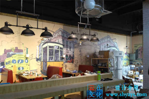 餐厅手绘墙涂鸦